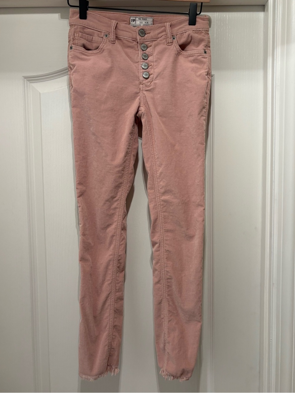 Women’s Free People Raegan corduroy pants button-fly front & raw hem size 24